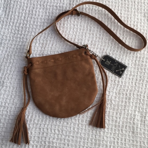 Twig & Arrow Handbags - Twig & Arrow Cognac Faux Leather Crossbody Bag New
